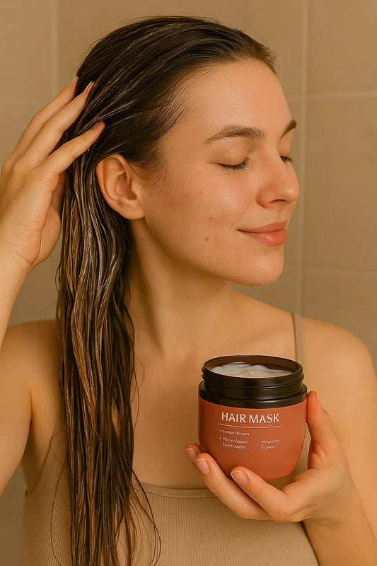 MASQUE CAPILLAIRE DÉMÊLANT À L’HUILE D’ARGAN – RÉPARATEUR, NOURRISSANT & CHEVEUX SOYEUX
