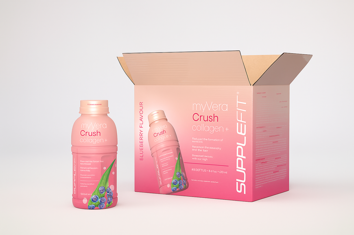 MYVERA CRUSH COLLAGEN + | COMPLÉMENT ALIMENTAIRE EN BOUTEILLE UNIDOSE DE 285 ML (6 BOUTEILLES)